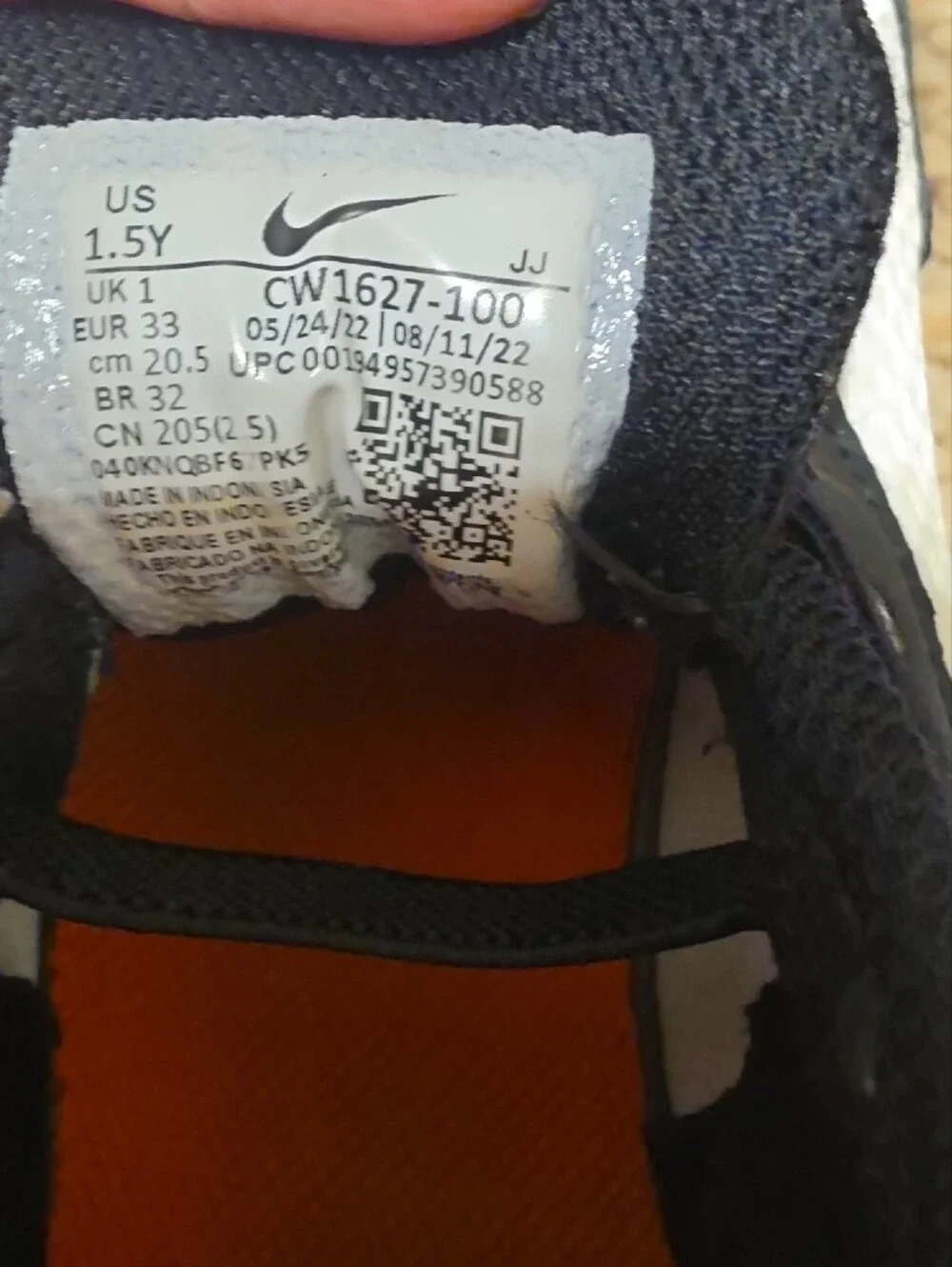 Nike Air Max Kids Black White Orange Athletic Shoes
